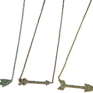 STERLING SILVER (.925), ARROW PENDANT NECKLACE WITH PAVE CRYSTALS